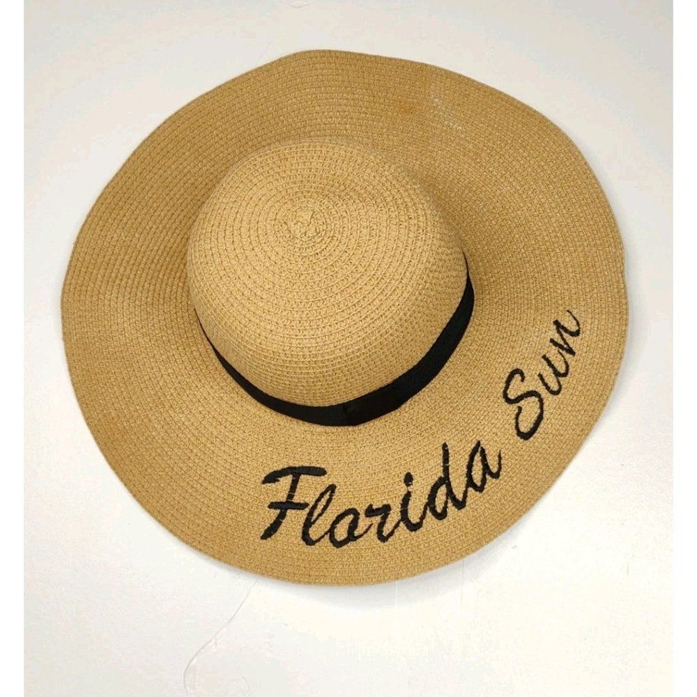 Florida Sun Hat Embroidered Tan and Black - Picture 12 of 15
